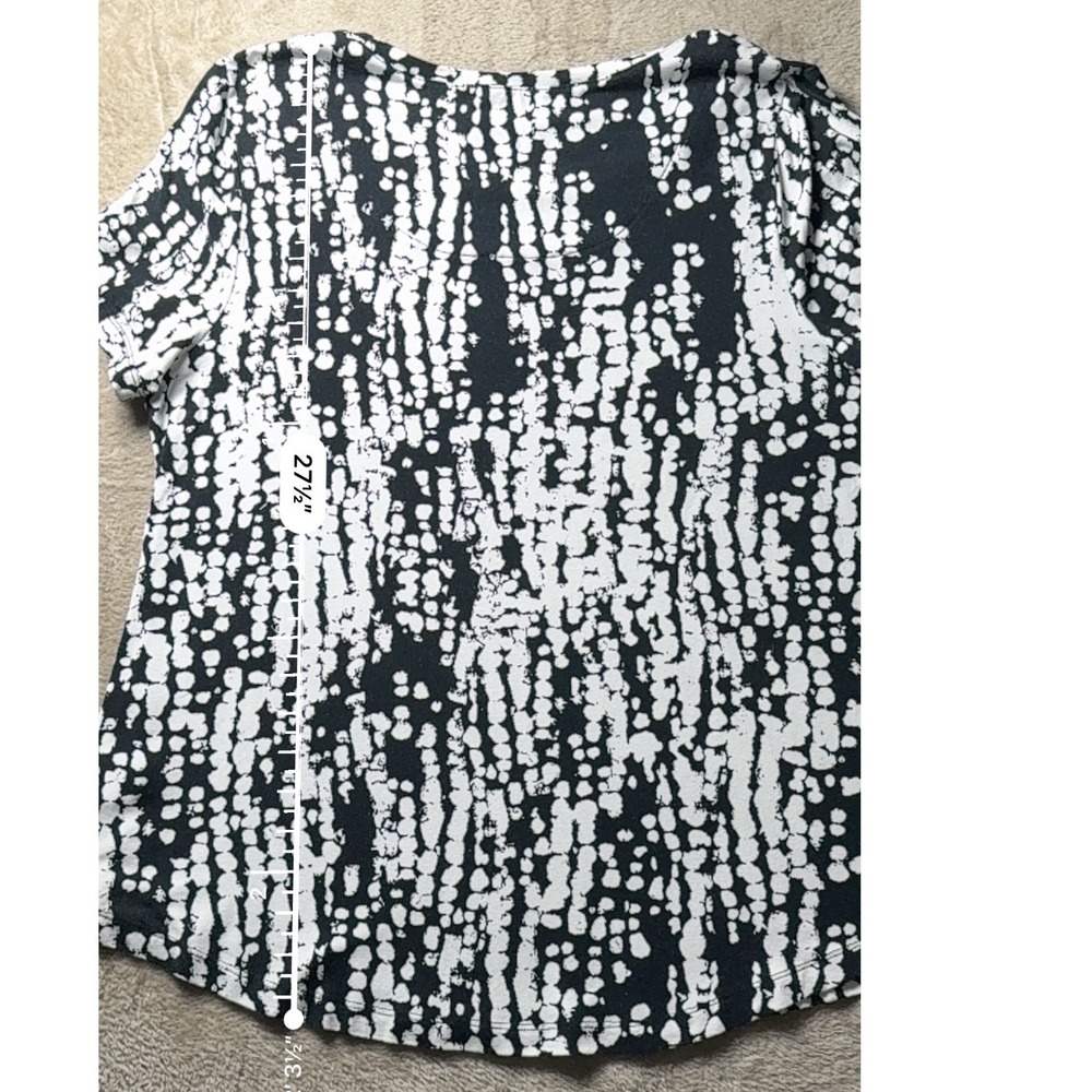 JM Collection Petite XL Top Black White Abstract Dotted Print Blouse Basics - Picture 5 of 5